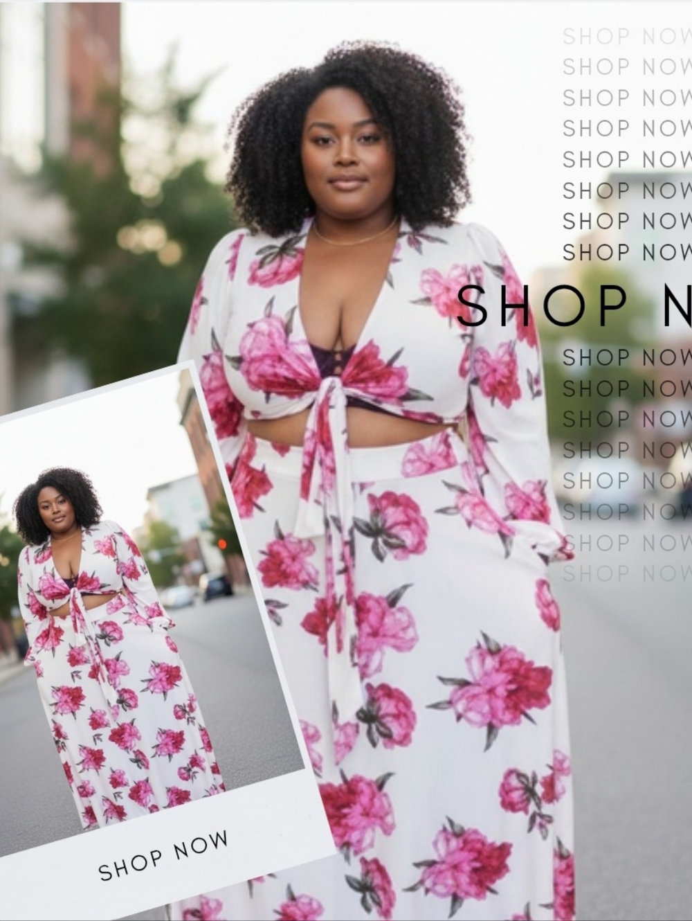 Plus Size -2pc Floral Skirt Set